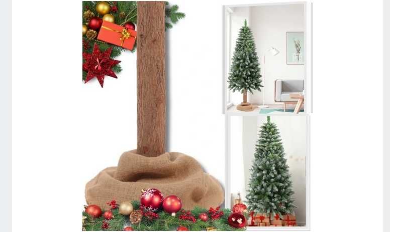 CHOINKA Sztuczna Na Pniu Gęsta Jak Żywa Premium OŚNIEŻONA 180 cm