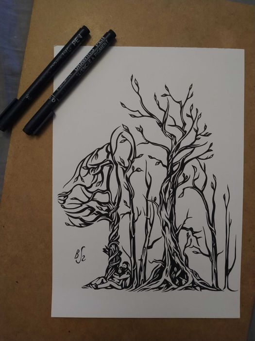 Rysunek: schronienie - cienkopis, blok t. A4 250 g/m2