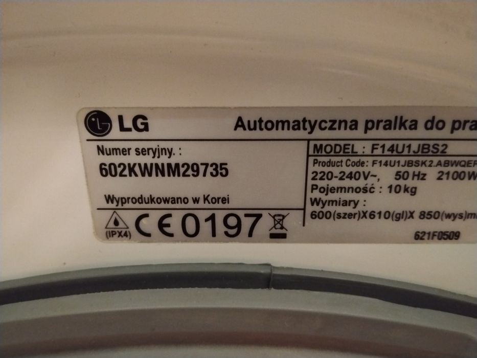 Pralka LG 10 kg 1400 obr. Sprawna GWARANCJA