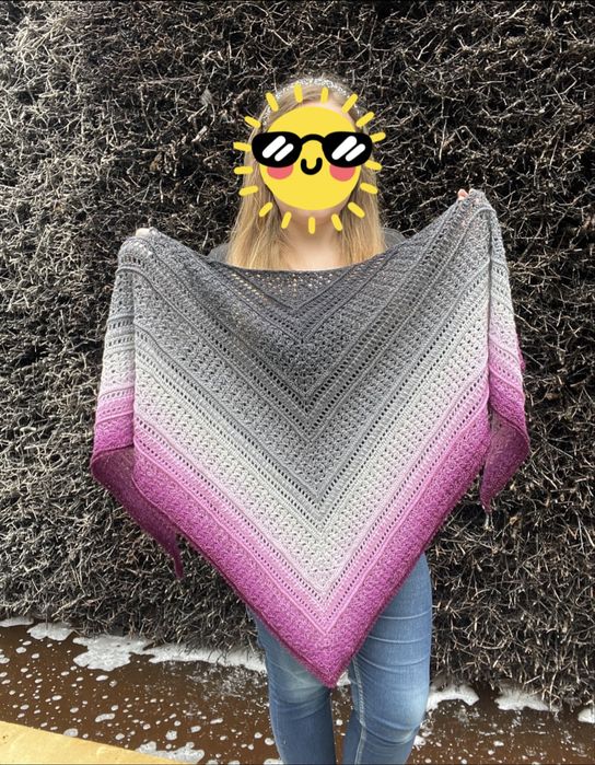 Szydelkowa chusta rękodzieło 100% merino