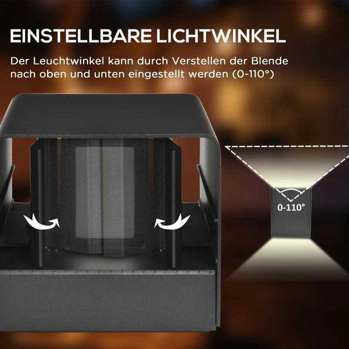 Outsunny Lampa ścienna na zewnątrz LED Lampa ogrodowa, Wodoodporna,