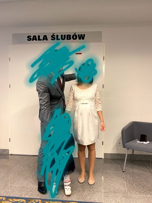 Ciążowa sukienka ślubna, polska marka Torelle, rozm. S /M