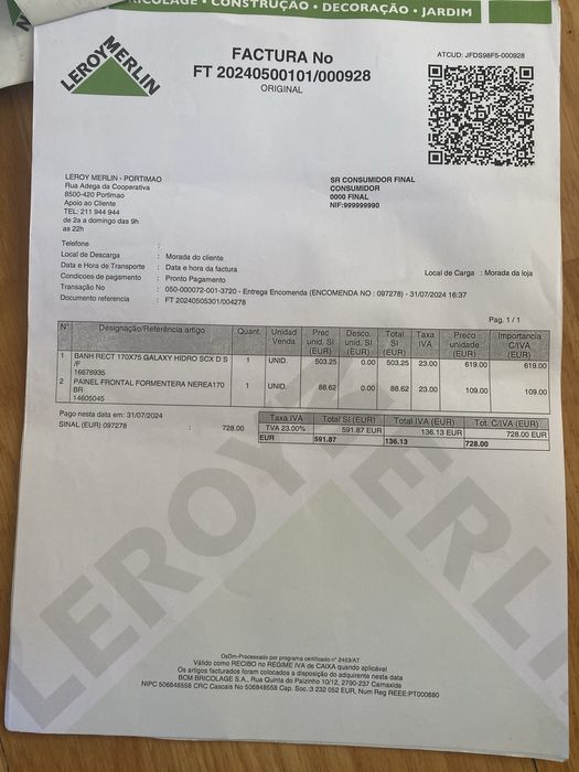 Por estrear, Banheira rect  170x75 Galaxy Hidro SCX D S/F + painel.