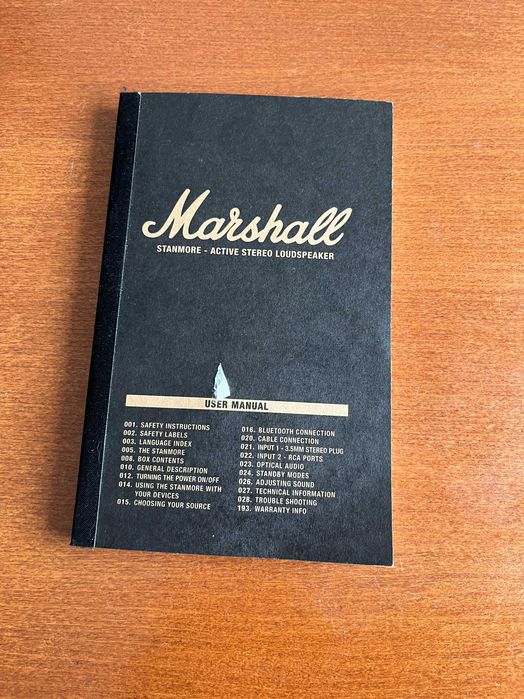 Marshall - User Manual: Stanmore - Active Stereo LoudSpeaker