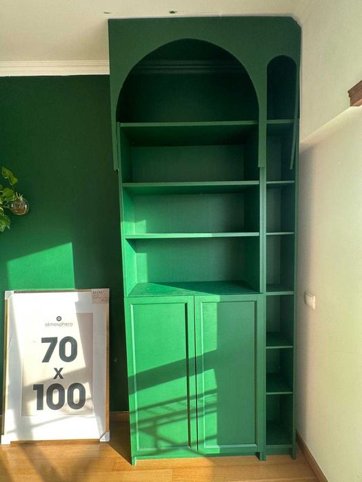 IKEA BILLY e GNEDBY- Conjunto de 4 estantes IKEA pintadas em verde escuro mate