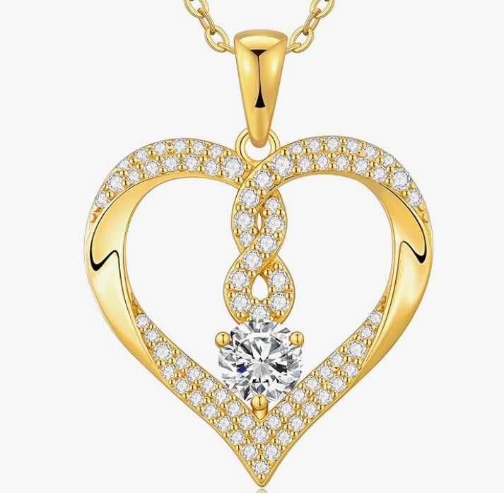 ZŁOTY NASZYJNIK SERCE ŁAŃCUSZEK zawieszka Srebro 925 pozłacane