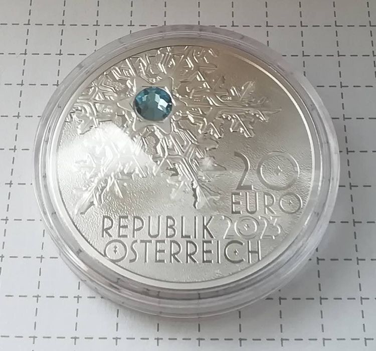 Австрія 20 євро 2023р. СРІБЛО. ПРУФ. Таємниці снігу. Сертифікат.