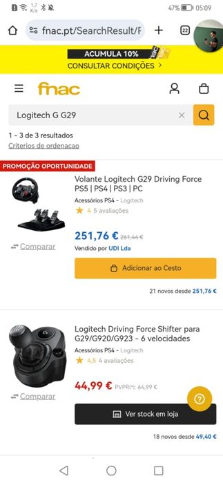 Volante Logitech e suporte para o mesmo