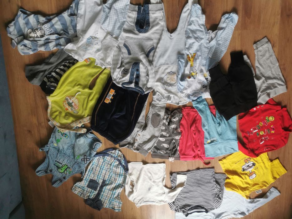 Paka ubranek 62 68 pajacyk śpiochy spodnie body bluzki kombinezon