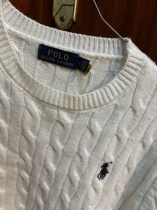 camisola de malha branca da ralph lauren