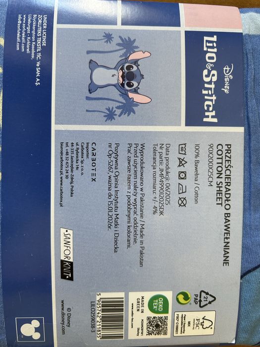 Nowe prześcieradło Lilo&Stitch 90x200