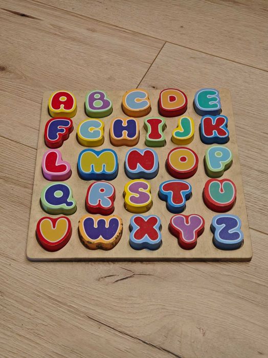 Drewniany alfabet układanka puzzle LITERY