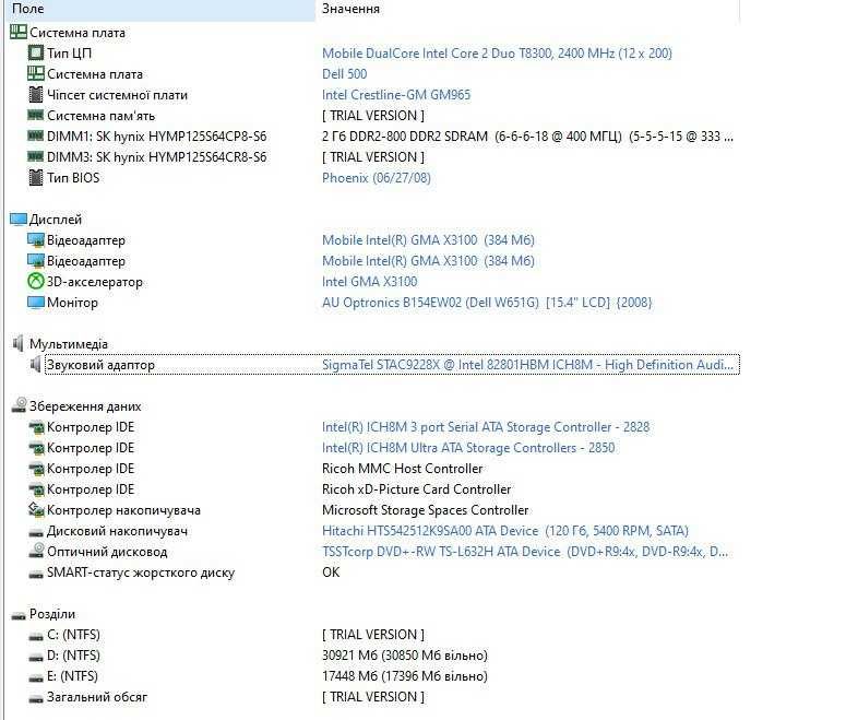Ноутбук DELL 500 PP29L (Core 2 Duo T8300/4GBRAM/HDD120GB)