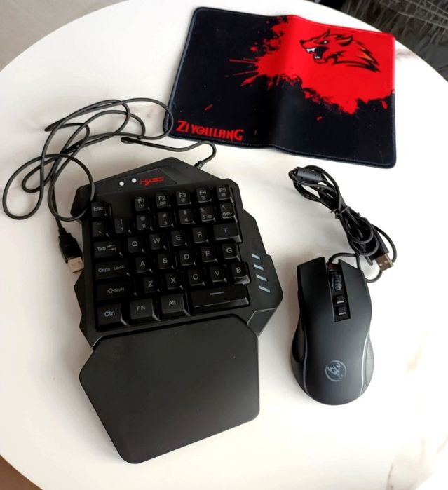 NOWY Zestaw Gamingowy 3w1: Klawiatura Jednoręczna + Mysz + Podkładka