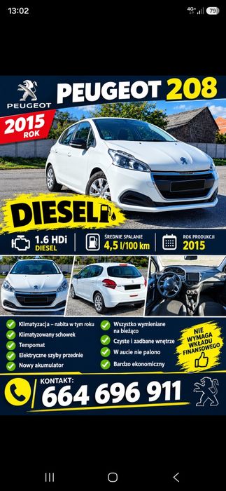 Peugeot 208  DIESEL 1.6HDI 2015R