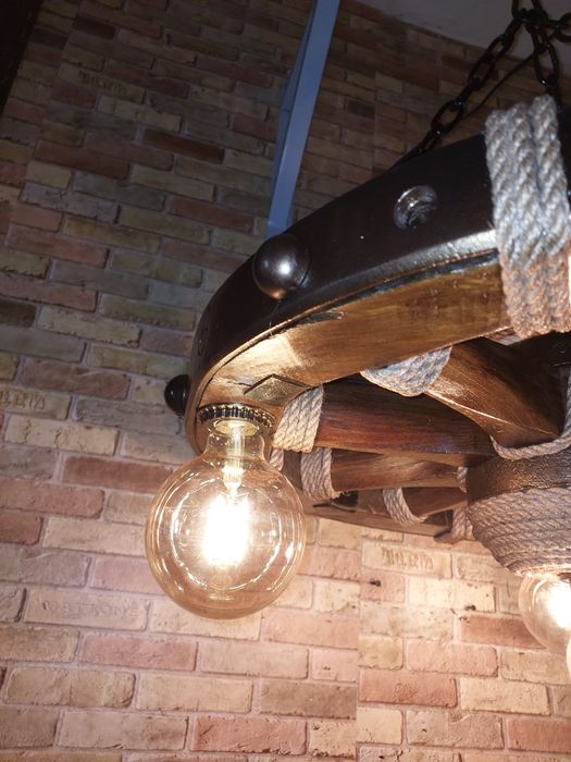 Люстра колесо воза # 3 для альтанки, бани, сауни,кафе,дома дерево