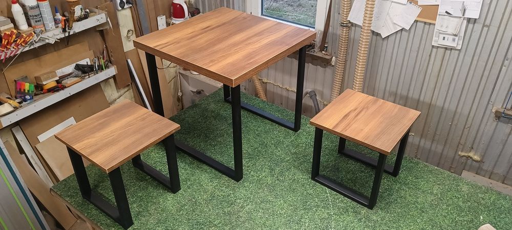 Stolik kawowy, krzesła komplet styl loft nowy !!