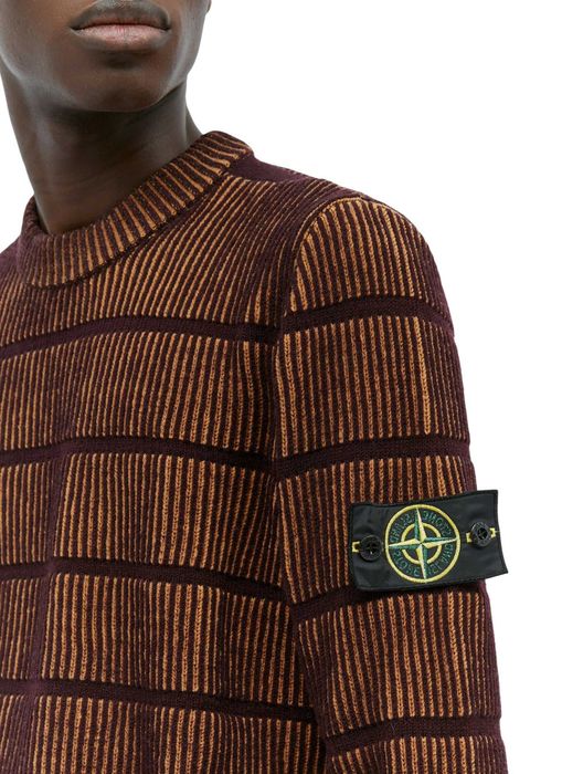 Светр STONE ISLAND 513D1 Striped Ribbed-Knit Sweater Brown