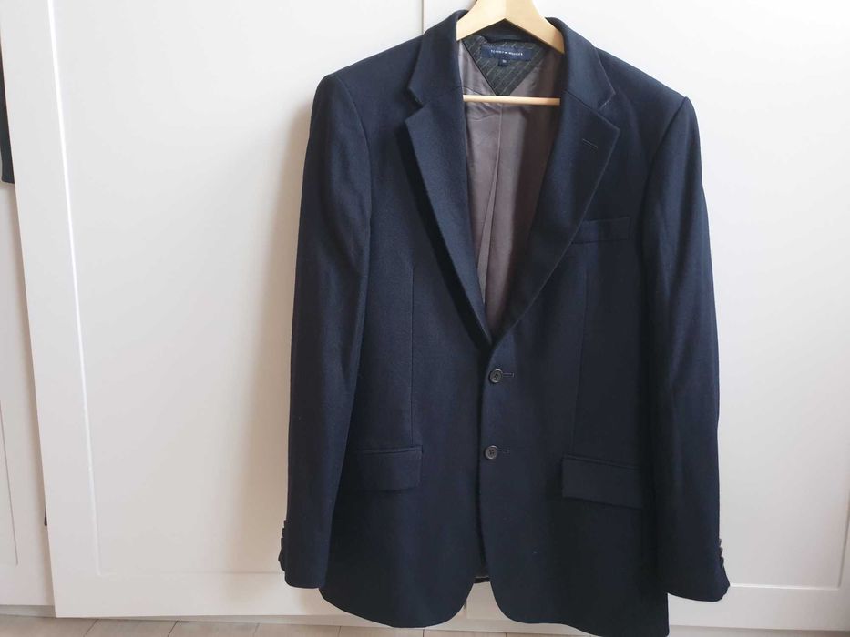 Granatowa wełniana marynarka męska M L 100% wełna Tommy Hilfiger