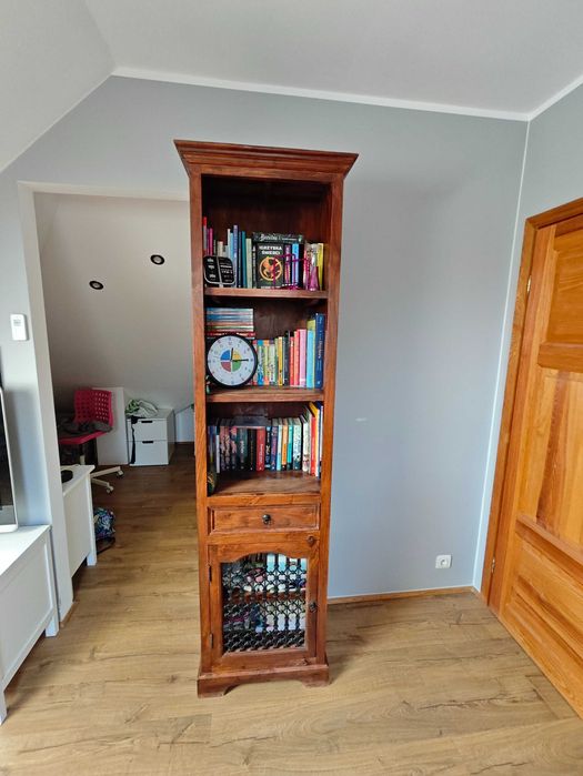 Regał Biblioteczka Kolonialna Almi Decor drewno z okuciami 210cmx55cm