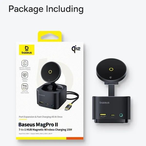 USB-хаб с Беспроводной зарядкой Baseus 7in1 MagPro Series 2 7-Port