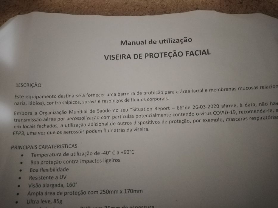 Viseira de protecção facial