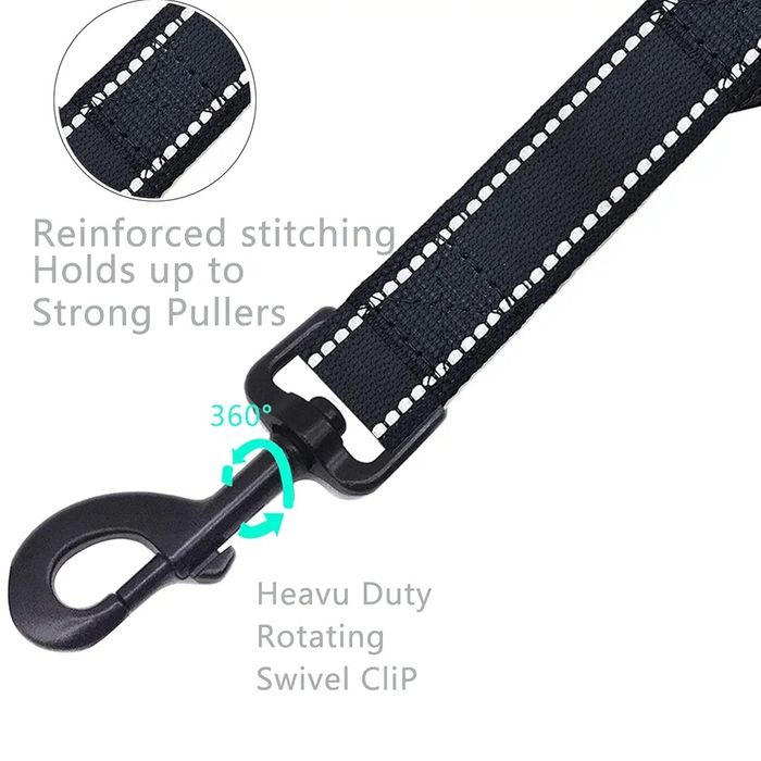 Krótki smycz dla psa treningowy mocny 65 cm L-XL czarny