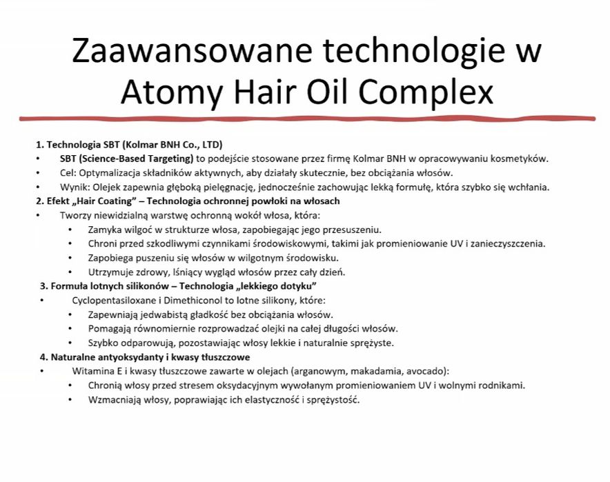 Olejek do włosów atomy 100 ml
