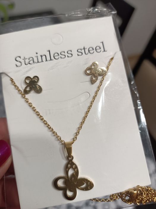 Kolczyki +naszyjnik ze stali nierdzewnej nowe