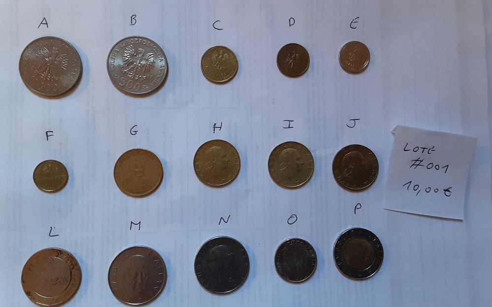 4 lotes de moedas – 15 moedas cada (Portugal e mundo)