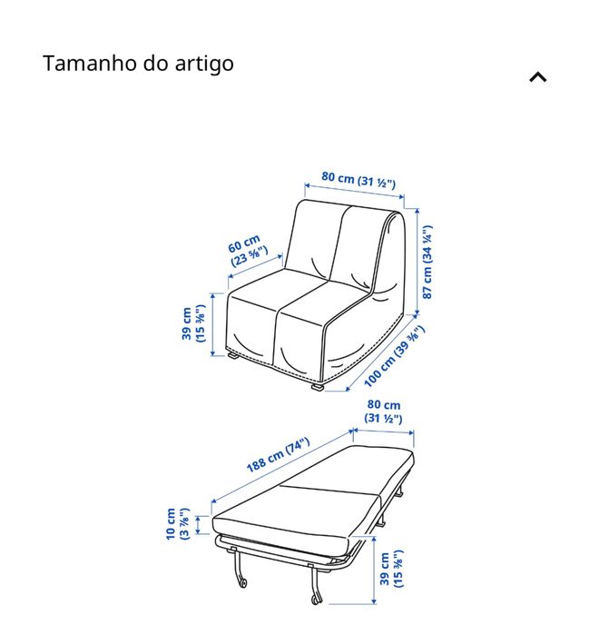 Poltrona cama individual cru