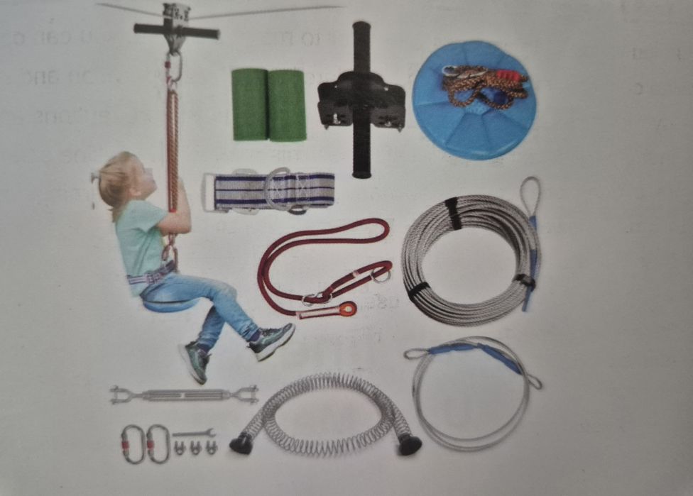 Zjazd linowy tyrolka 30m słupy 160mm  Mocna