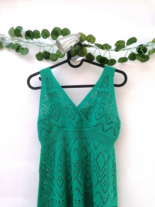 Camisola Verde Crochê de Alças