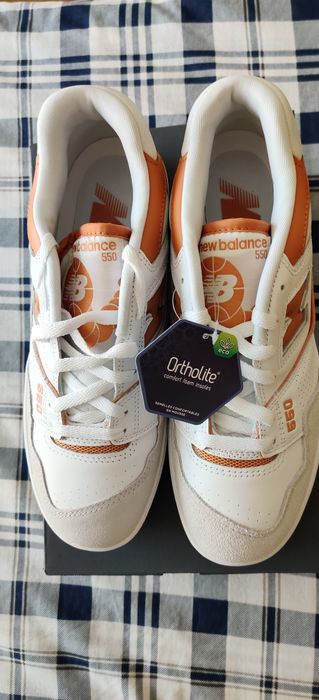 New Balance 550 White and Orange 40.5