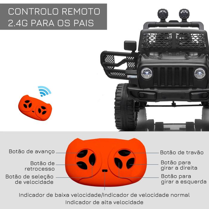 Carro Elétrico para Crianças com Bateria de 12V 2 Motores