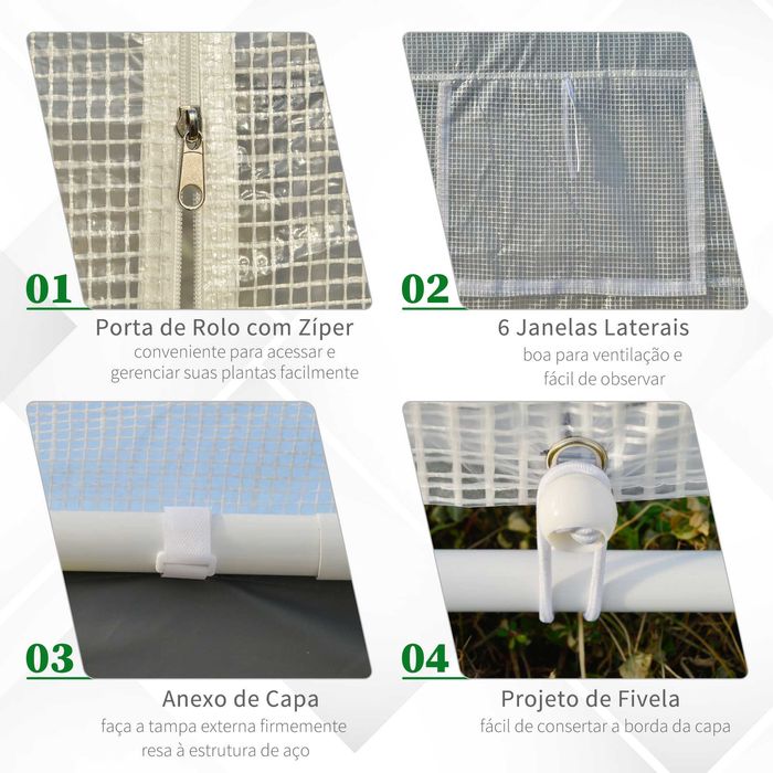 Estufa Alta de 6x3x2,8m com 2 Portas e 6 Janelas – Super Espaçosa!