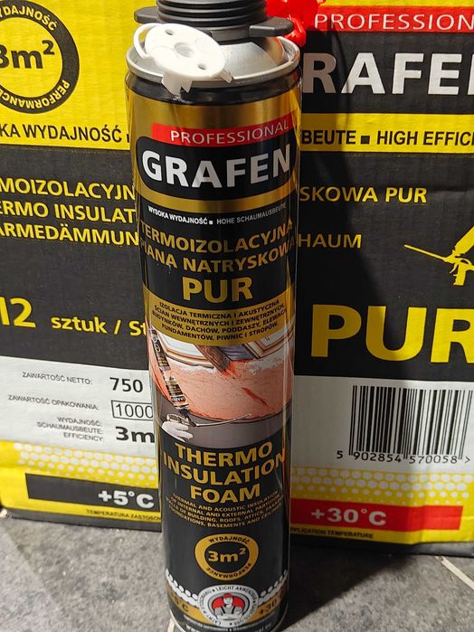 Piana natryskowa PUR GRAFEN Professional 750ml + dysze