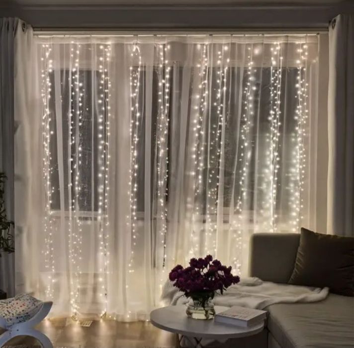 Гірлянда-штора 3х3 м Хвойна лапа світлодіодна 600 LED білий. Гирлянда