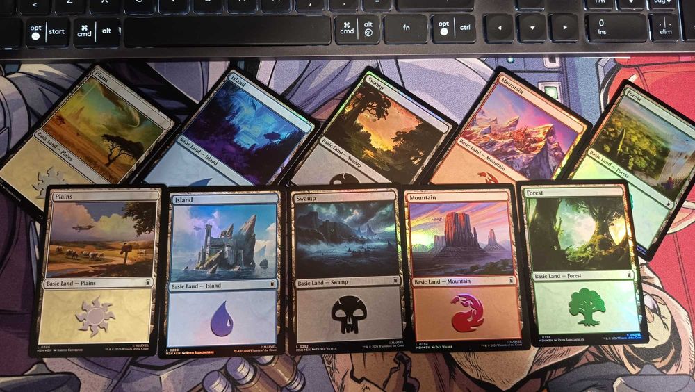 Magic MTG Marvel Super Heroes 100 Basic Lands Full Set