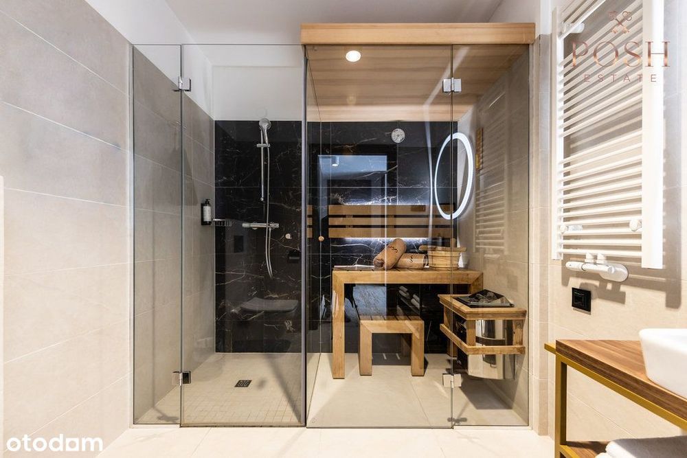 widok na basen | inwestycja | balkon |własna sauna