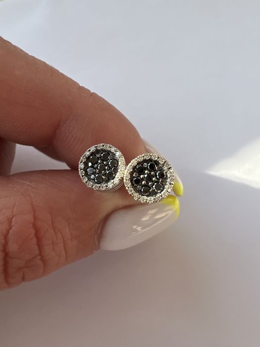 Золотые серьги пусеты с бриллиантами 0,31ct белое золото 585 проба золоті сережки з діамантами