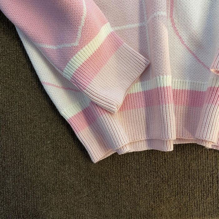 Damski Sweter Oversize w Serca z Motywem Królika Harajuku Kawaii - L