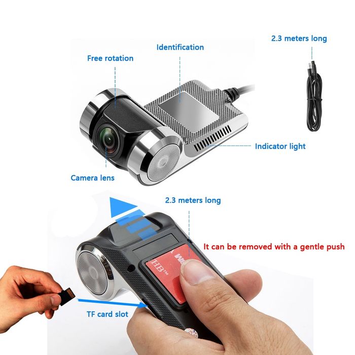 Câmara automóvel/Dash Cam ADAS 1080P versão USB para Android NOVO