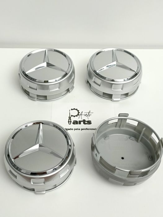 Conjunto 4 Centros de jante Mercedes Amg 75mm "cinza"