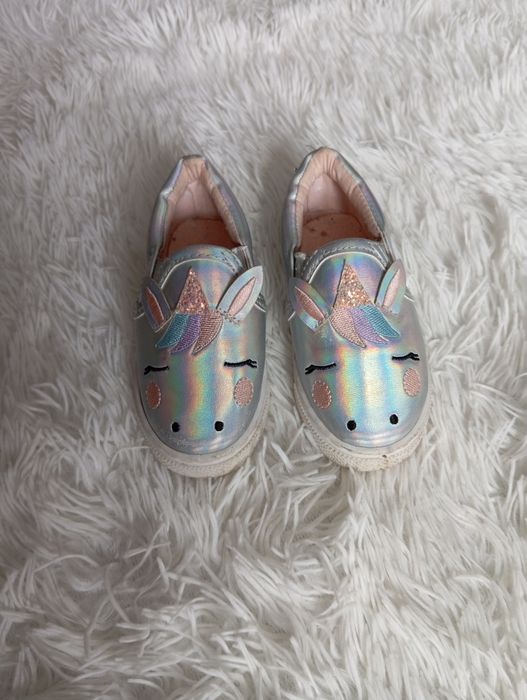 Trampki slip on wsuwane dziewczęce z jednorożcem unicornem holo 24