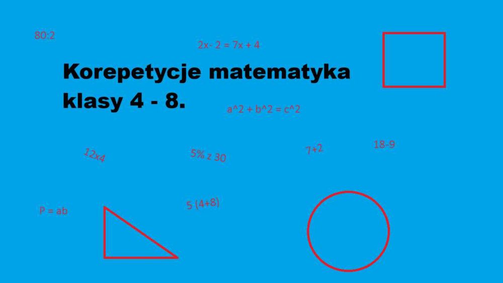 Korepetycje Matematyka dla klas 4 - 8.