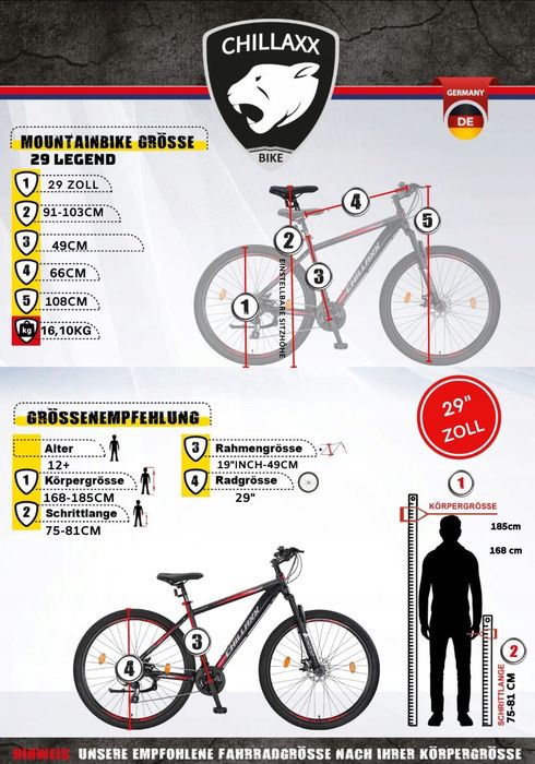 Niemiecki rower górski MTB CHILLAXX LEGEND 29 cali 2xTARCZE