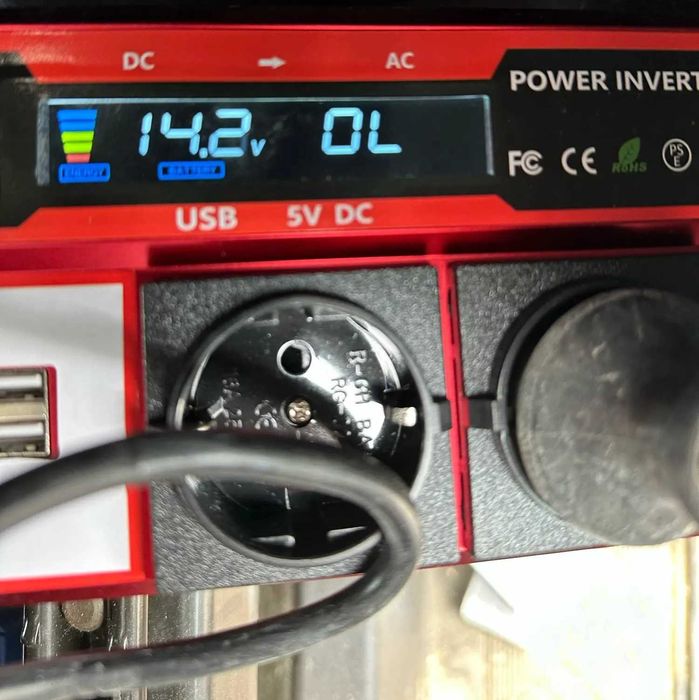 Инвертор - преобразователь напряжения 2000 Вт с ЖК-дисплеем и USB