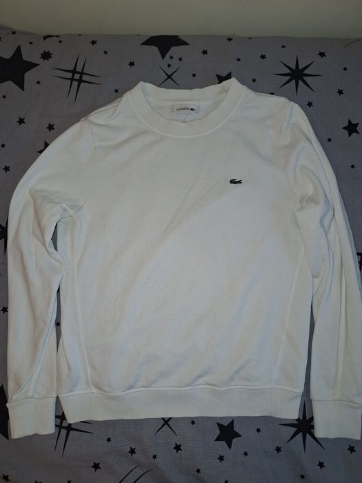 Lacoste bluza biała crewneck klasyk