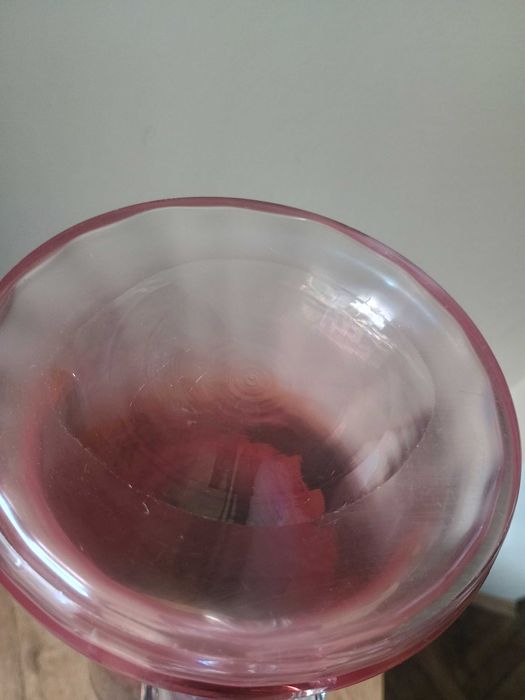 Wazon PRL Tarnowiec Jerzy Słuczan-Orkusz rubinowy 24 cm szkło artystyczne